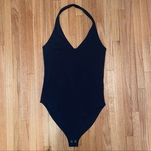 Black halter bodysuit